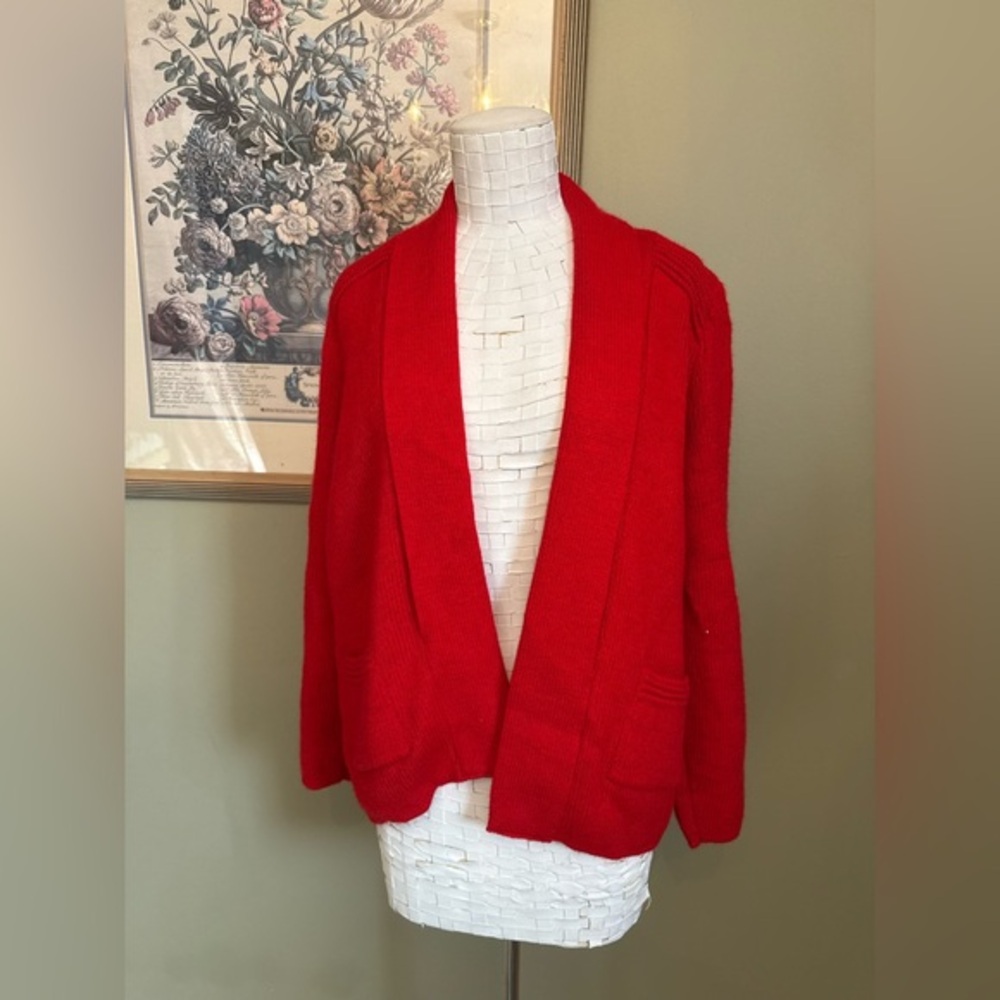 Asiri’s Treasures | Handmade Alpaca Wool Open Front Cardigan in red